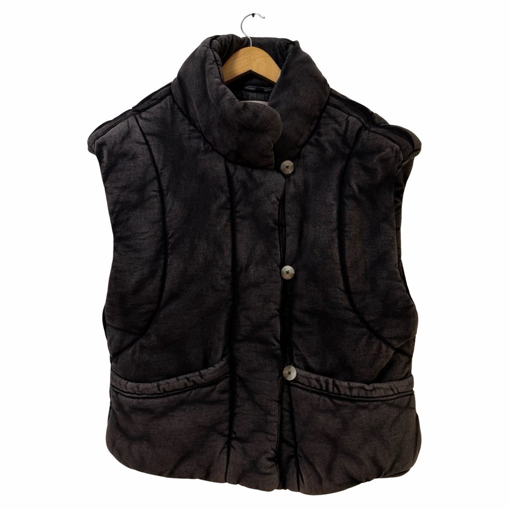Free People Womens Roll With Us Oversized Puffer Vest Size S‎ Washed Black Boho